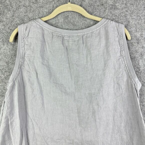 FLAX Linen Tunic Top Womens Small Gray Pockets Lagenlook Quiet Luxury Coastal - Picture 8 of 12